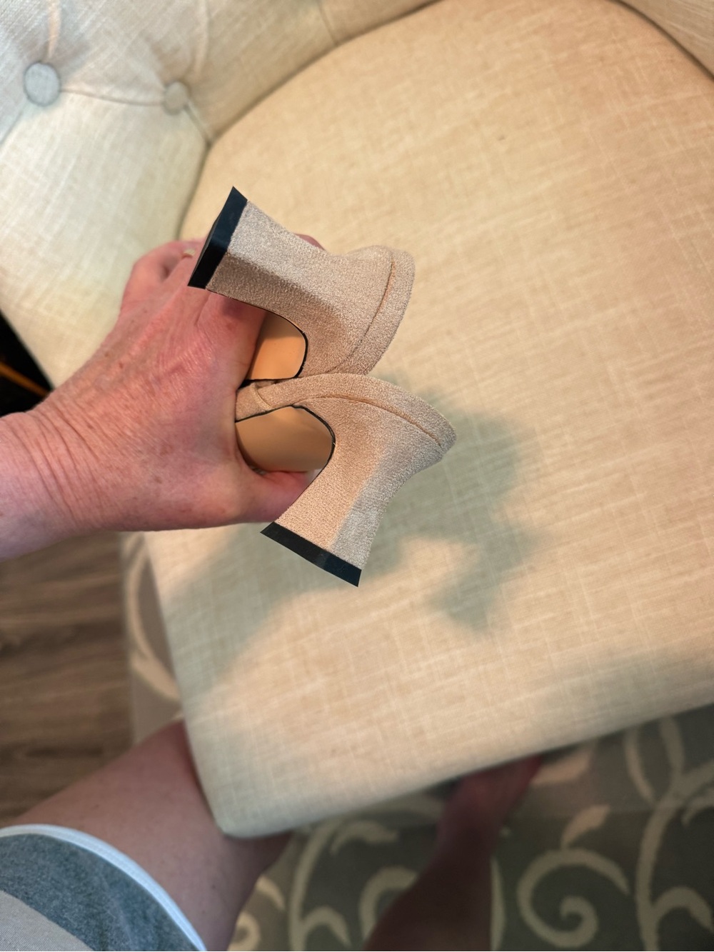 Taupe Suede Slide kitten heels - Picture 3 of 3